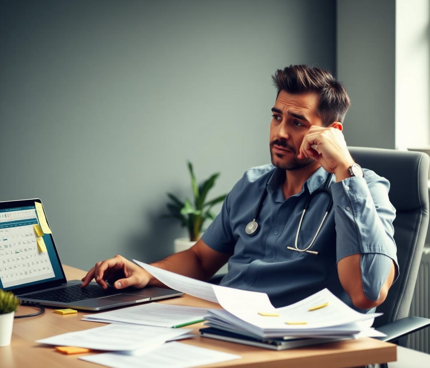 Healthcare professional overwhelmed by business demands
